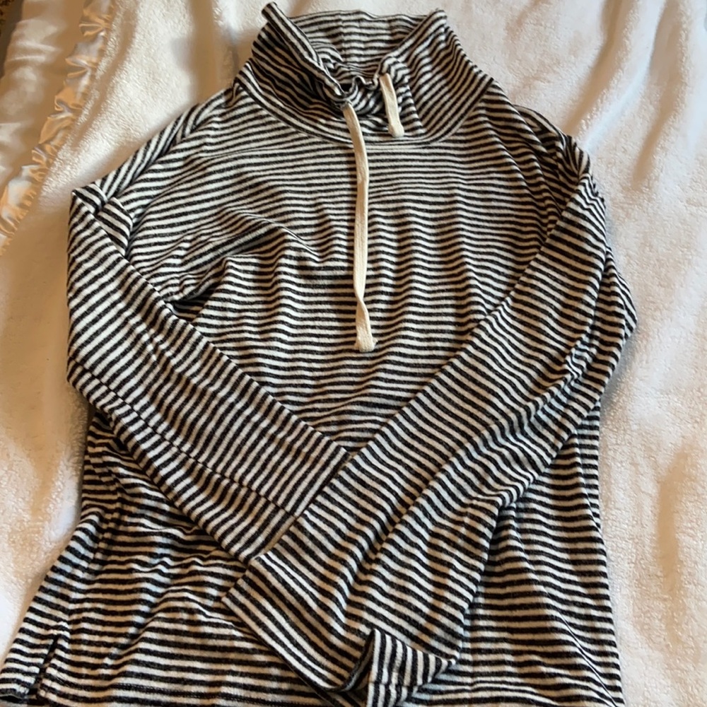 Striped mock turtleneck